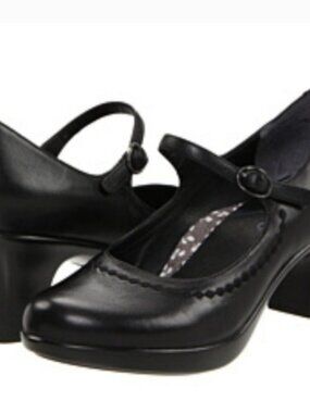 Dansko Bett Nappa Leather Mary Jane Heels Shoes Black SZ 39 US 8.5-9